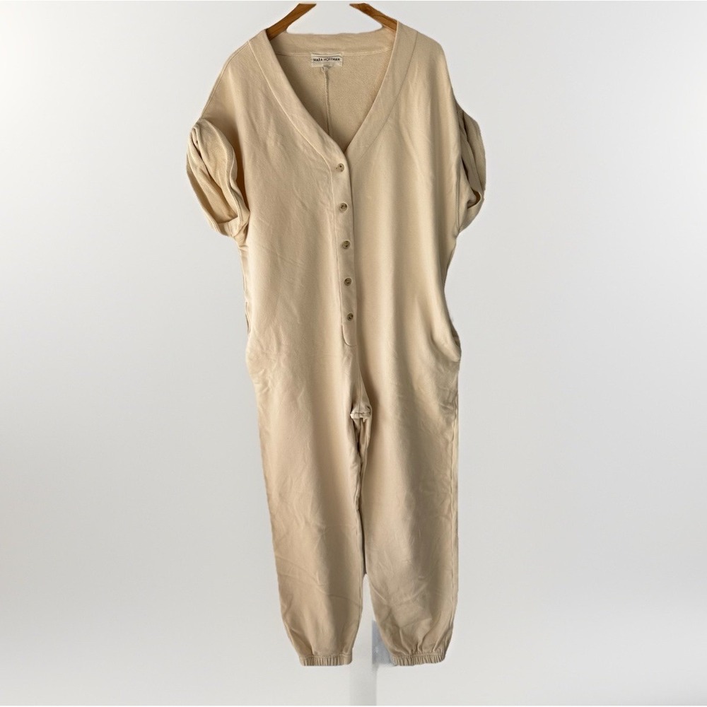 Mara‎ Hoffman Organic Cotton Jumpsuit M Natural Cream Made in Portugal $295